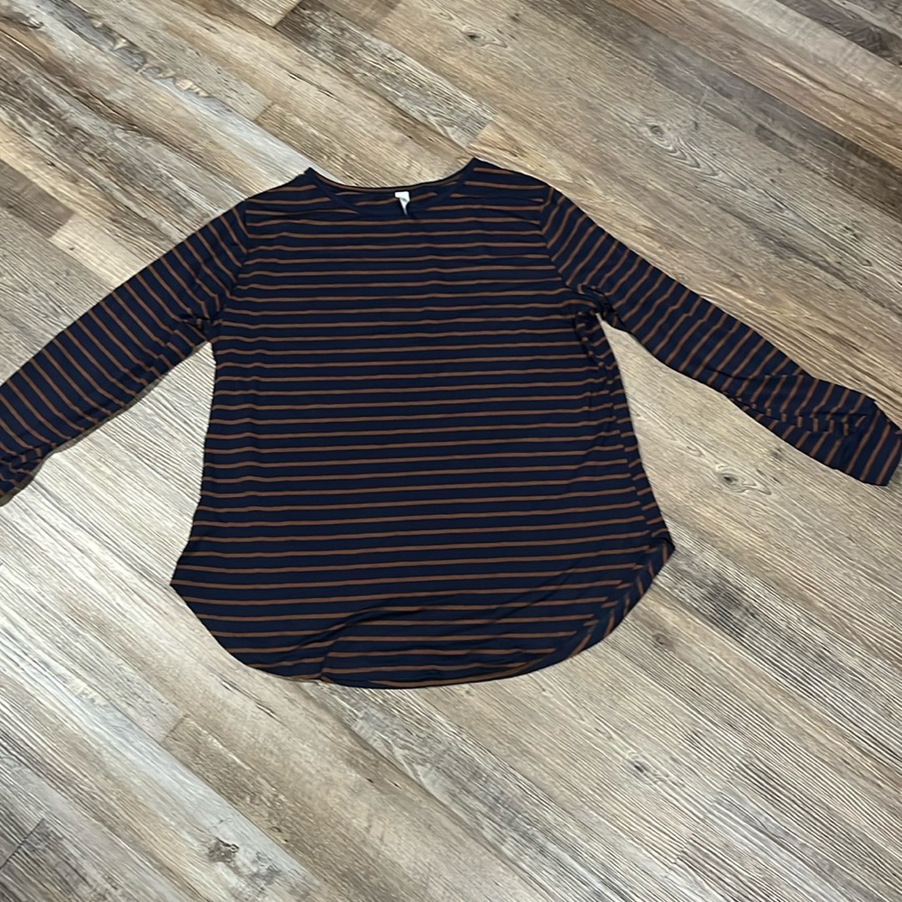 Blue and Brown striped oversized top